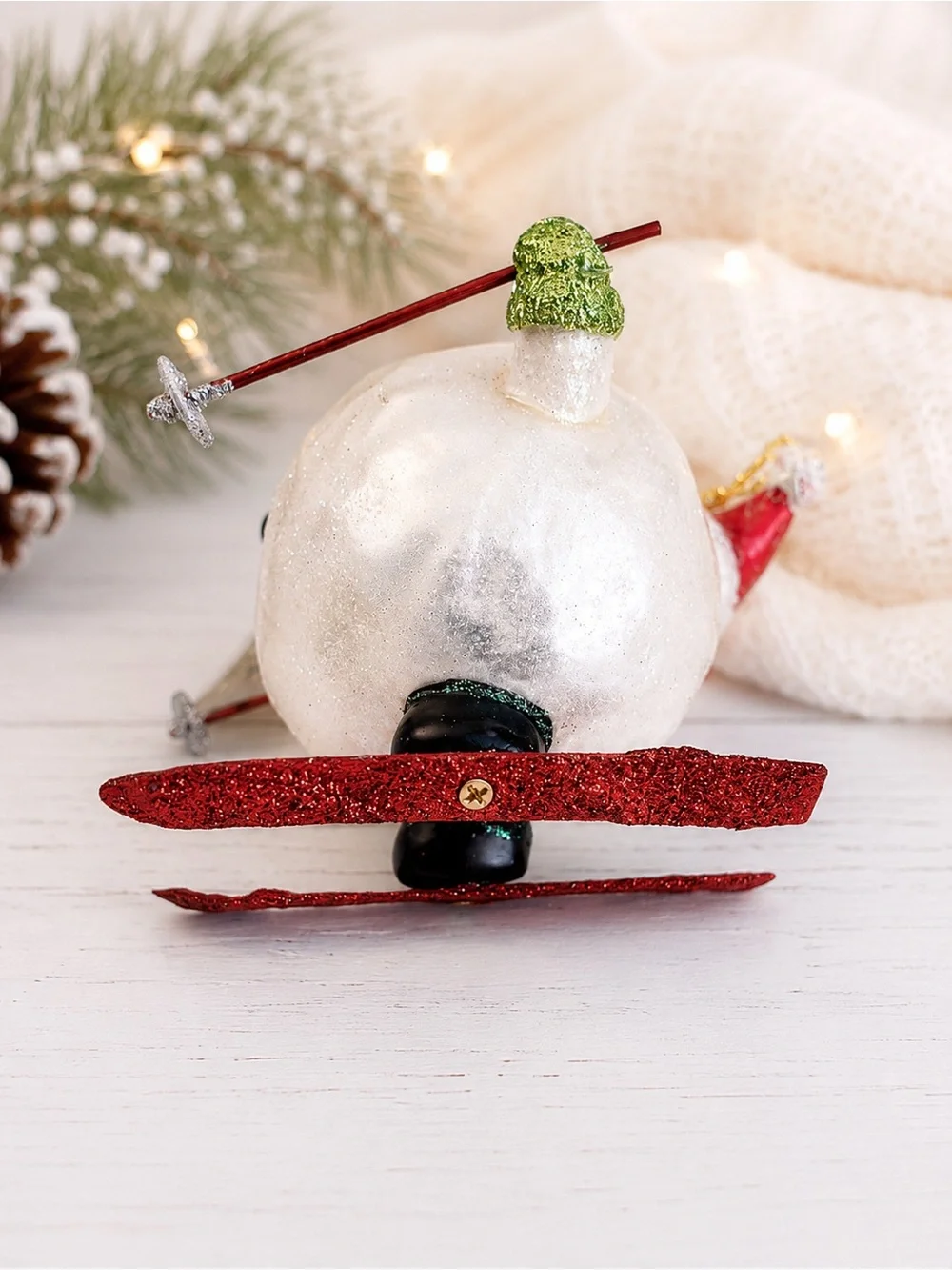 Robert Stanley Snowman Skier Christmas Ornament Glitter Home Collection 2011 NWT